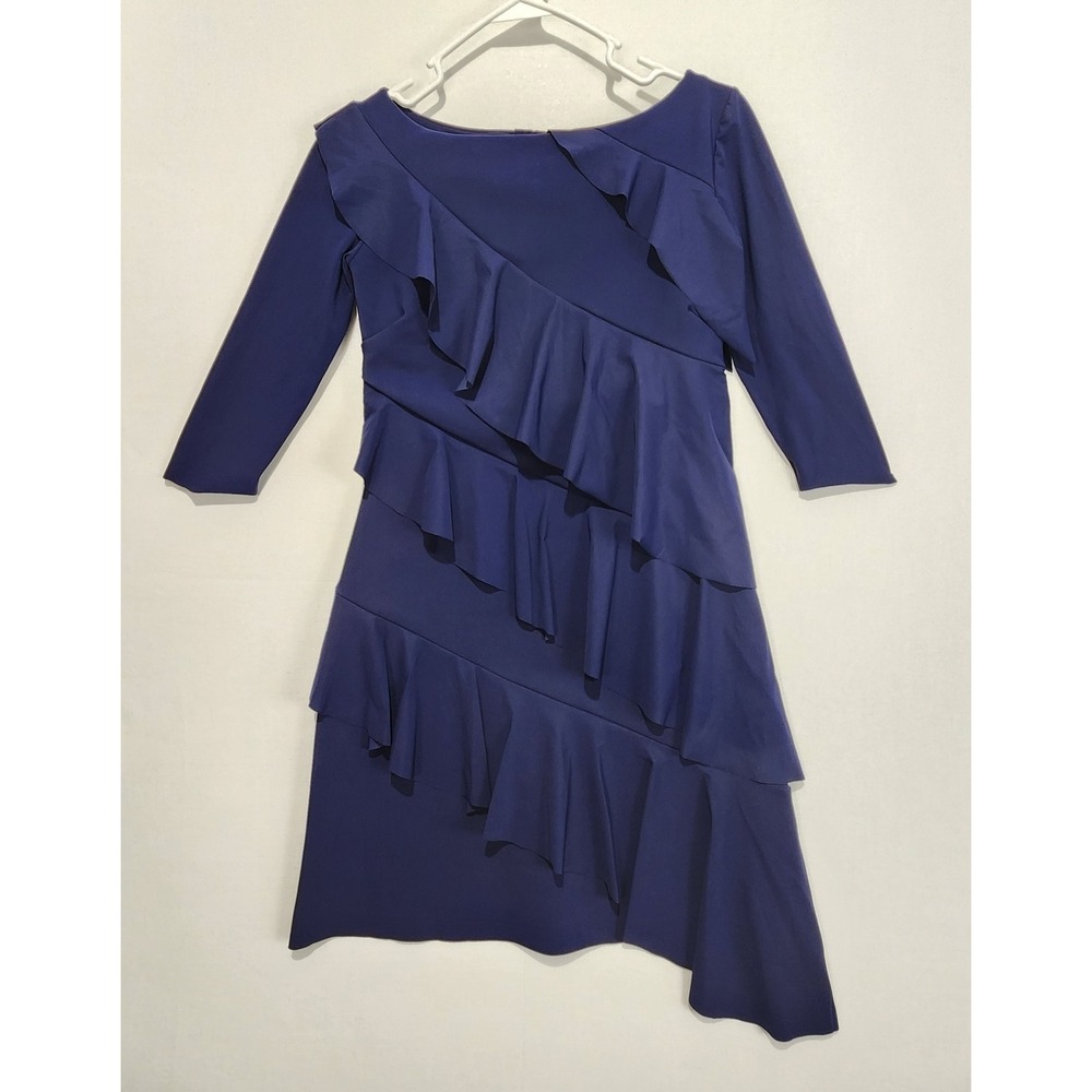 Chiara Boni La Petite Robe Women's IT 40‎ Blue Ruffle Cocktail Sheath Dress